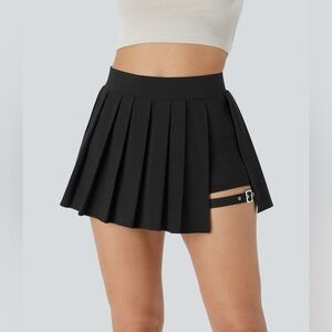 HALARA Black Buckle Mini Skirt